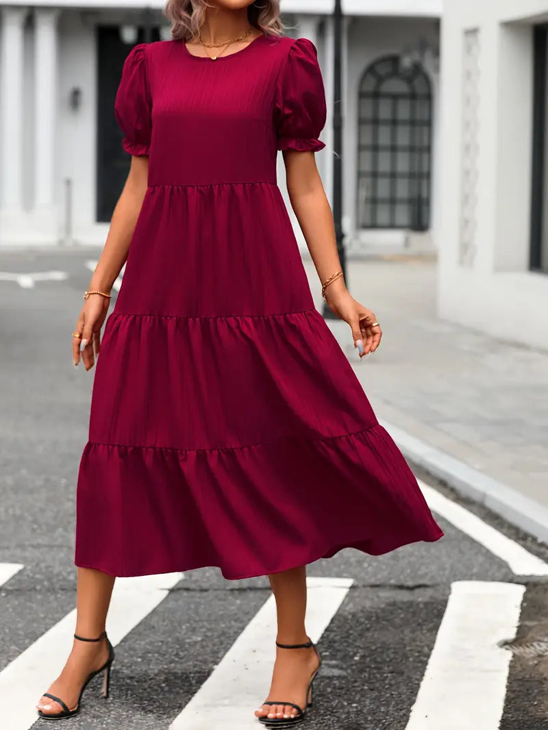 Casual Floral Maxi Dress with Ruffled Sleeves