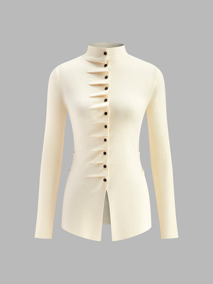 Flirty Ruffled Front Knit Shirt