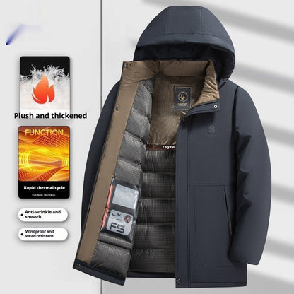 Warm Men's Down Jacket - Hooded Waterproof Parka