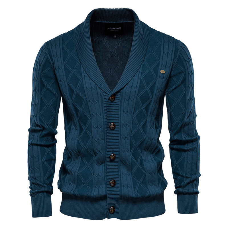 Cozy Crew Neck Men's Cardigan Sweater