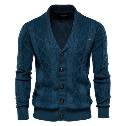 Cozy Crew Neck Men's Cardigan Sweater
