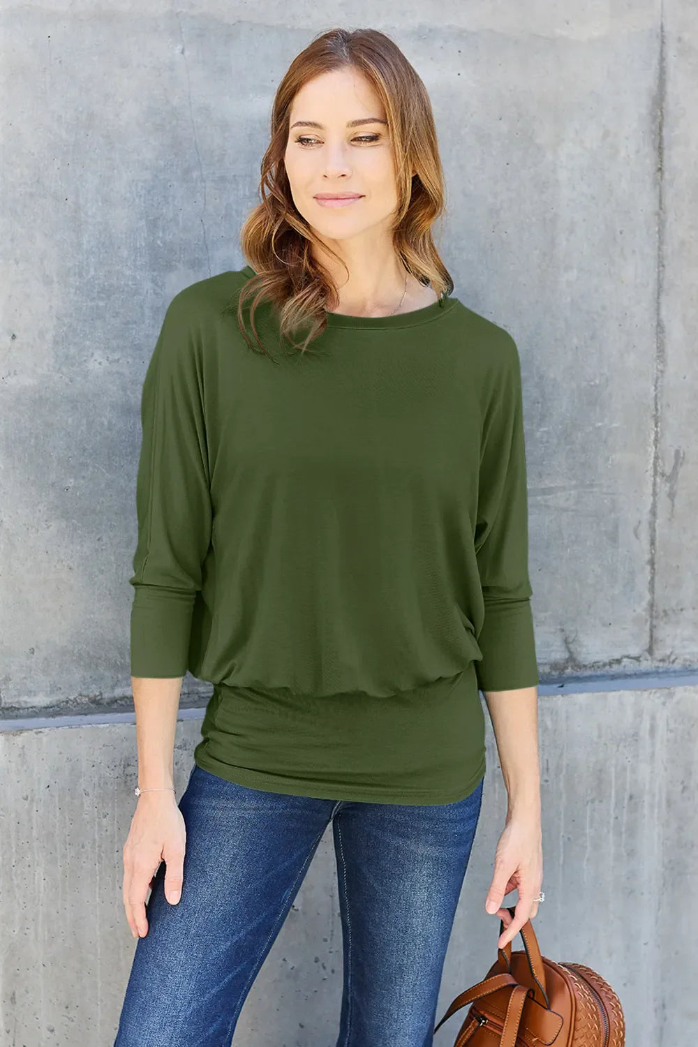 Classic Casual Oversized Round Neck Batwing Top