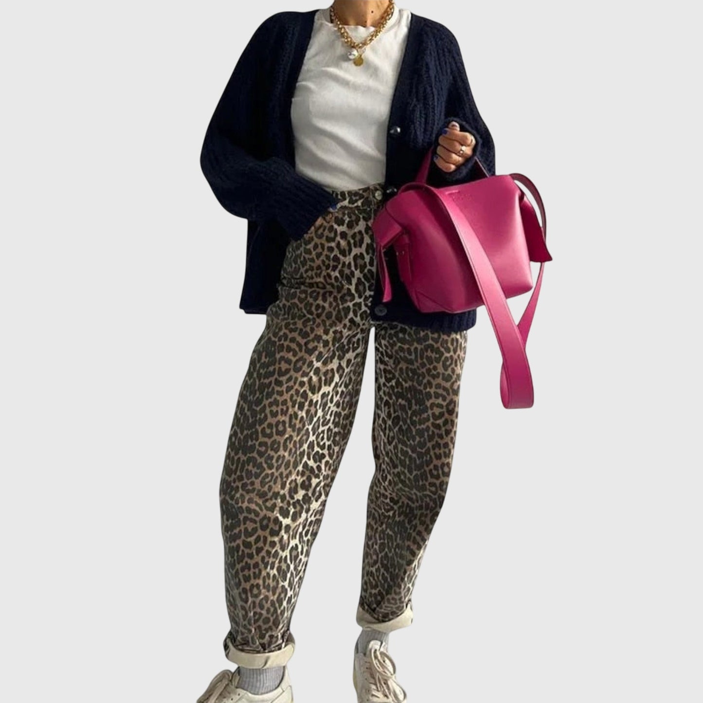 Classic Distressed Denim Leopard Jeans - Vossary