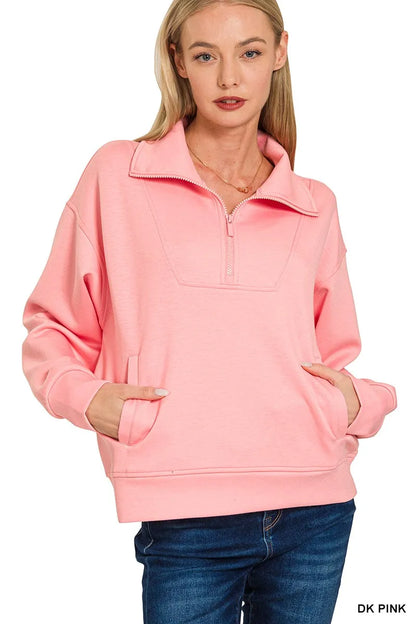 Waterproof Scuba Half Zip Fleece Jacket with Pockets - EasyApparels