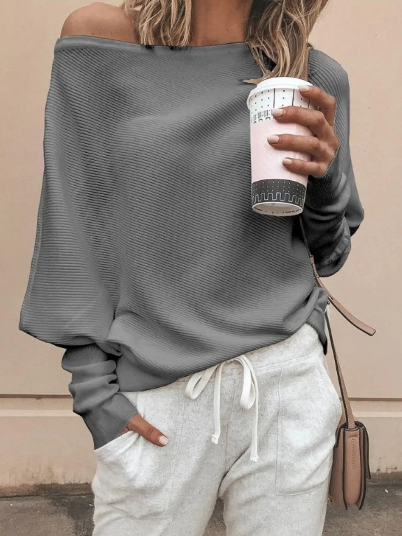 Oversized Cozy One Shoulder Knit Plus Size Top