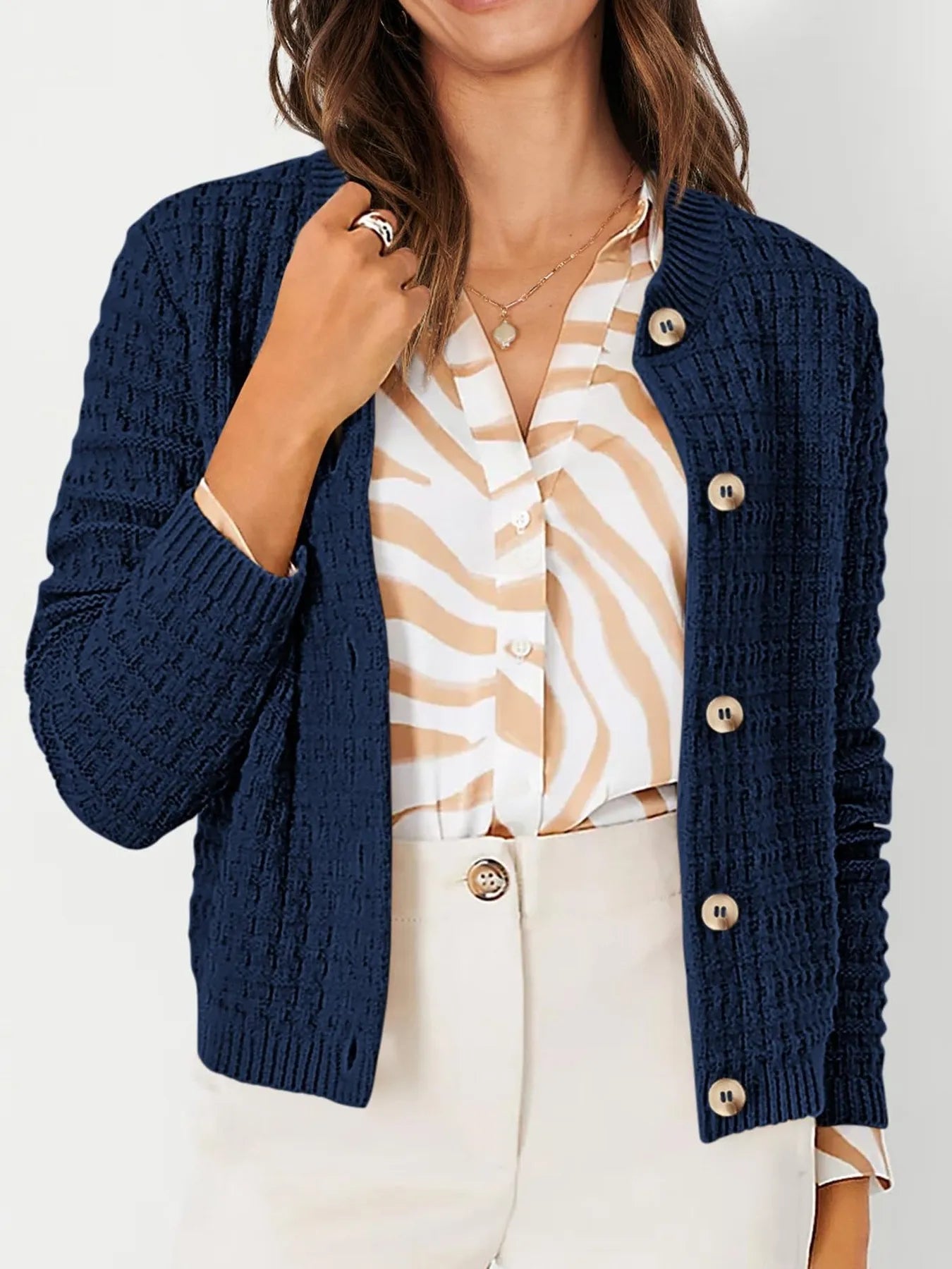 Soft Cable Knit Open Cardigan