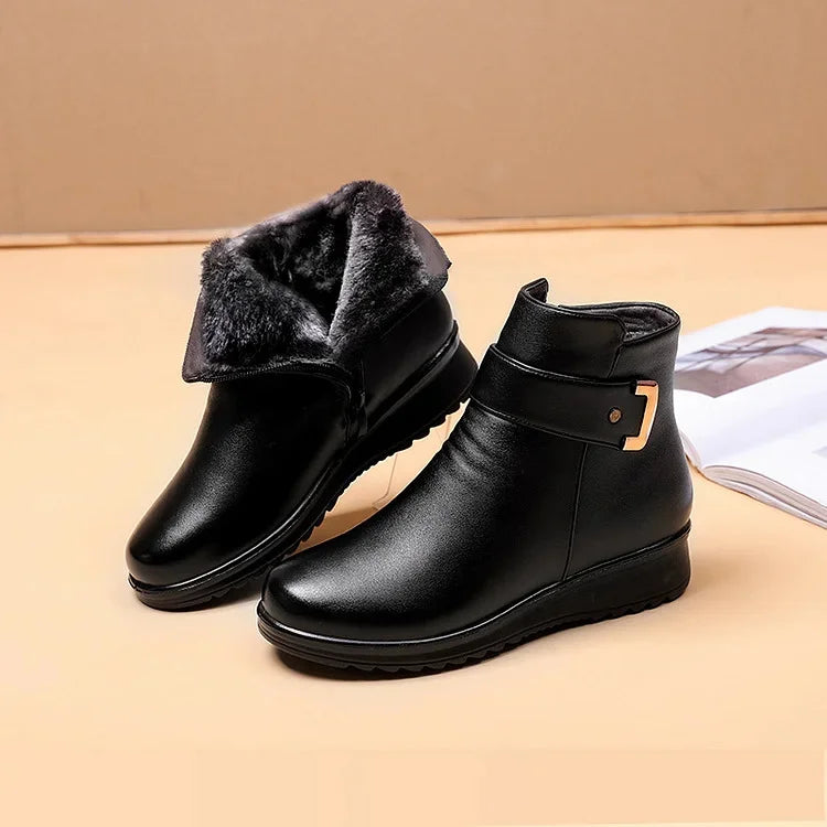 Warm Women's Snow Boots with Buckle Strap - EasyApparels