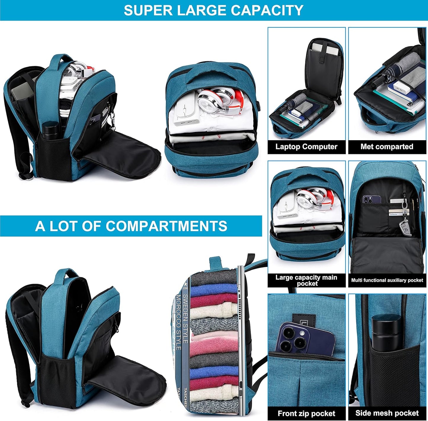 Waterproof Laptop Backpack with USB Charger & Secure Design