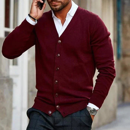 Casual Men's Cardigan - Elias-Bordeaux red-S-The Livary