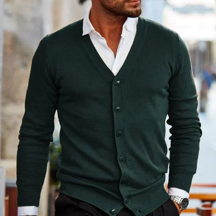 Casual Men's Cardigan - Elias-Dark green-S-The Livary