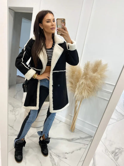 Classic Open Stitch Double Breasted Coat