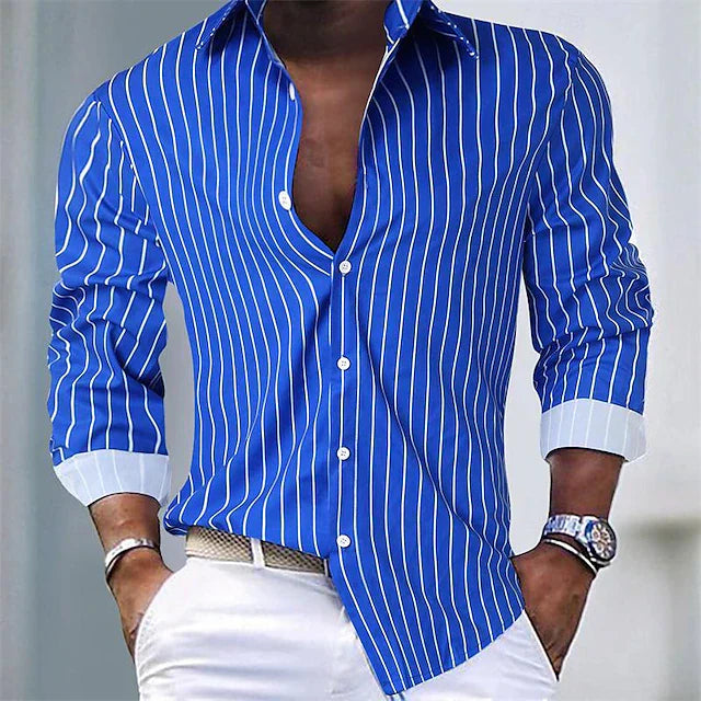 Classic Casual Striped Dress Shirt - Vossary