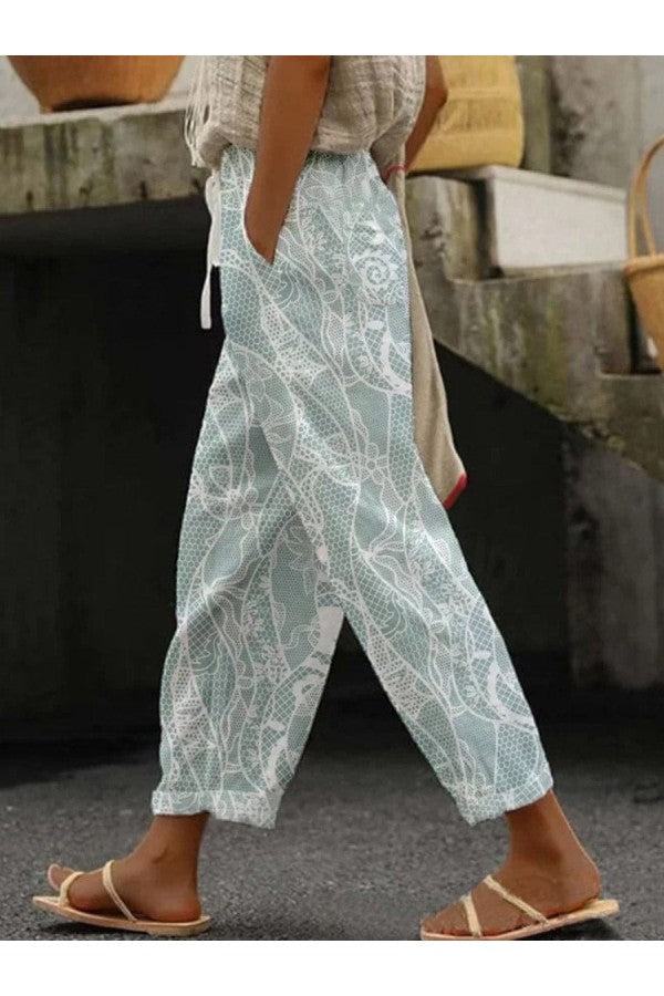 Comfortable Floral Pattern Women's Trousers - Vossary