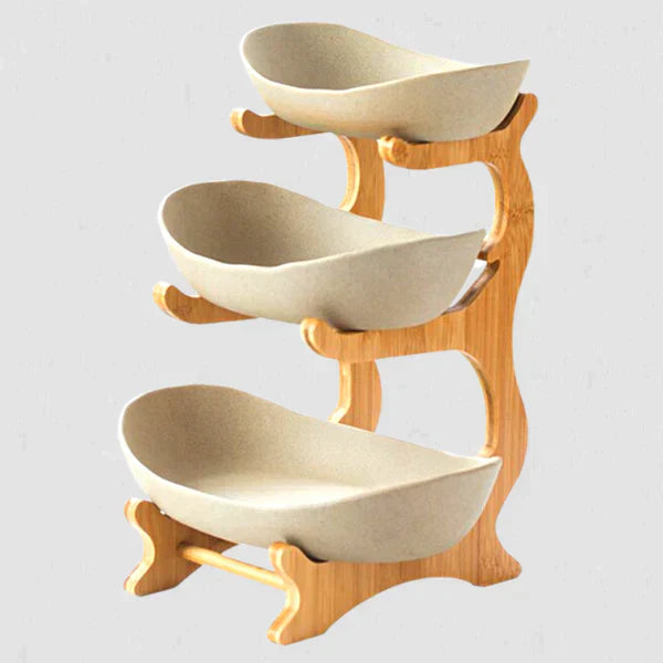 3 Tier Wooden Fruit Serving Tray - Vossary