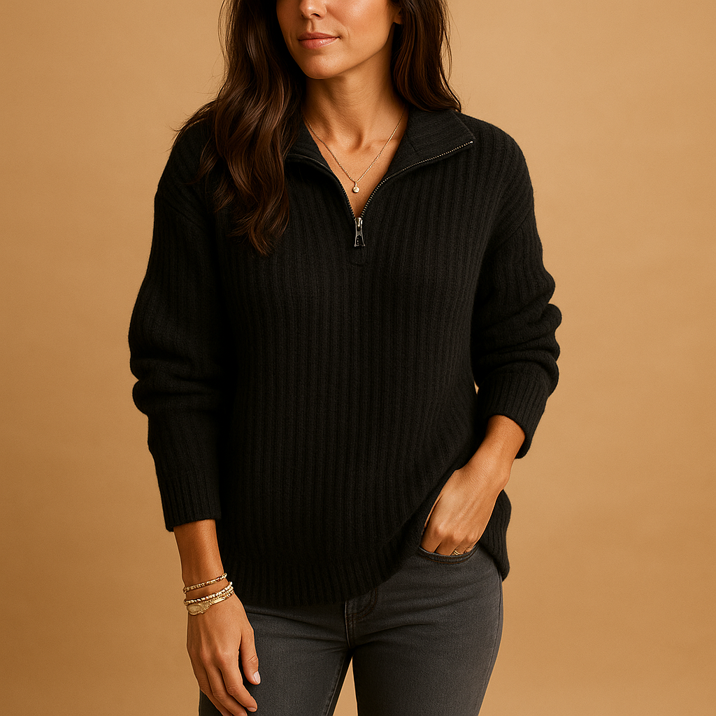 Stylish Women's Zip Up Pullover Sweater