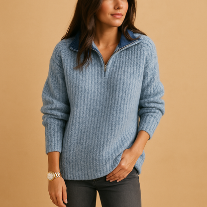 Stylish Women's Zip Up Pullover Sweater