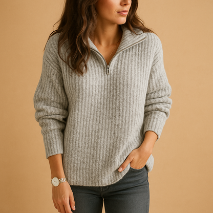 Stylish Women's Zip Up Pullover Sweater
