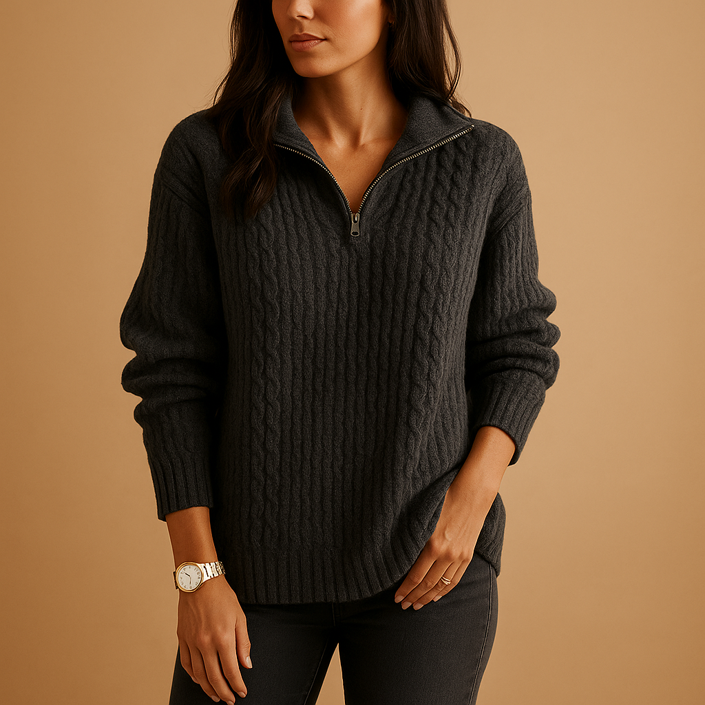 Stylish Women's Zip Up Pullover Sweater