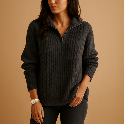 Stylish Women's Zip Up Pullover Sweater