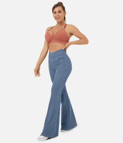 Comfortable Curvy High Waist Jeans - Aria-Light blue-XS-Nora Luxe