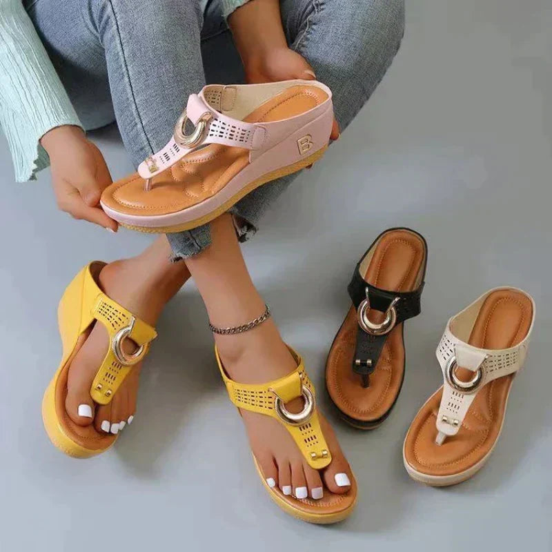 Comfortable Ladies' Sandals with Supportive Fit – Talia-Cream-3-State of Style