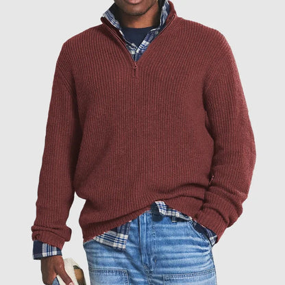 Soft Mens Half Zip Knit Sweater - Pexav