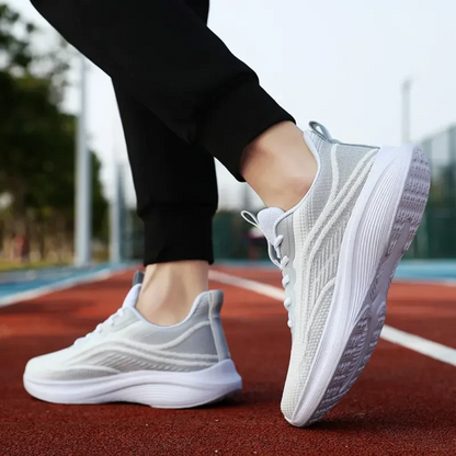 Comfortable Orthopaedic Sneakers - AeroStride-2.5-White-Grey-Nora Luxe