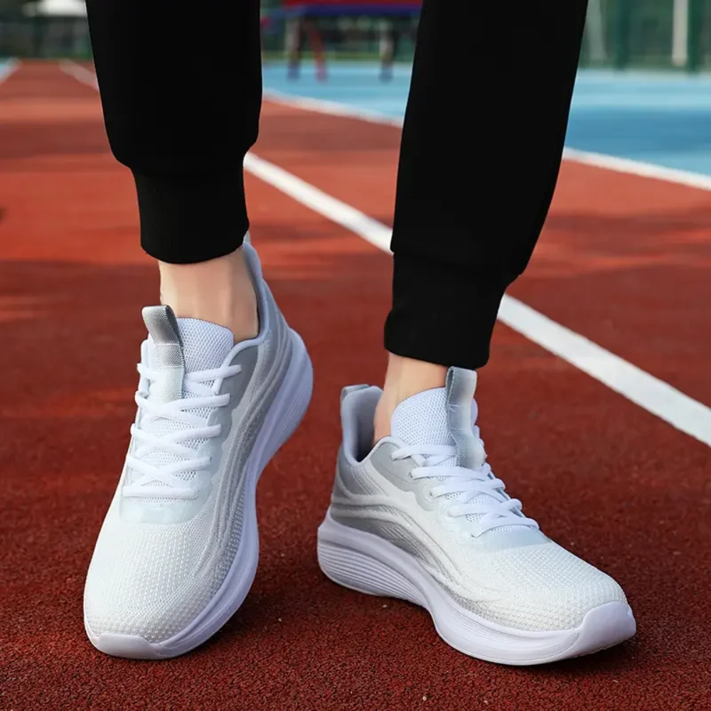Comfortable Orthopaedic Sneakers - AeroStride-2.5-White-Grey-Nora Luxe