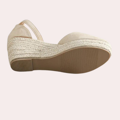 Comfortable women's wedges with adjustable strap & wedge heel – Alina-Apricot-3-Nora Luxe