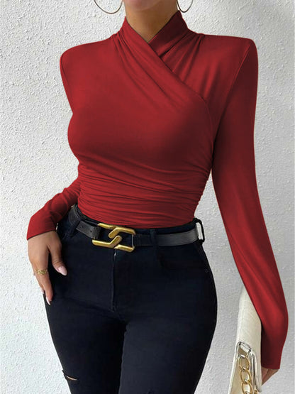 Relaxed Fit Ruffled Front Tee Shirt