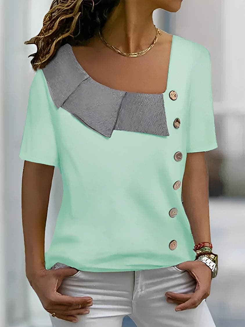 Casual Loose Fit Short Sleeve Women's Blouse
