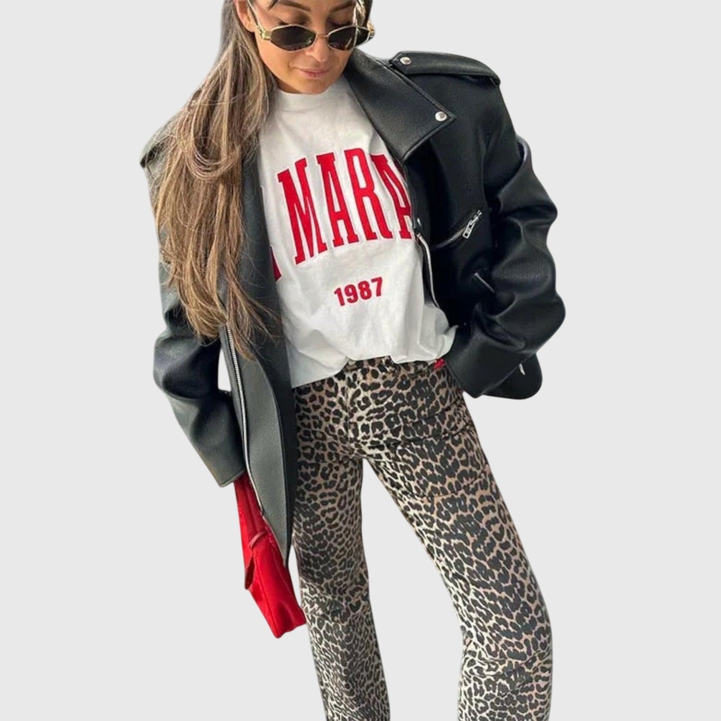 Classic Distressed Denim Leopard Jeans