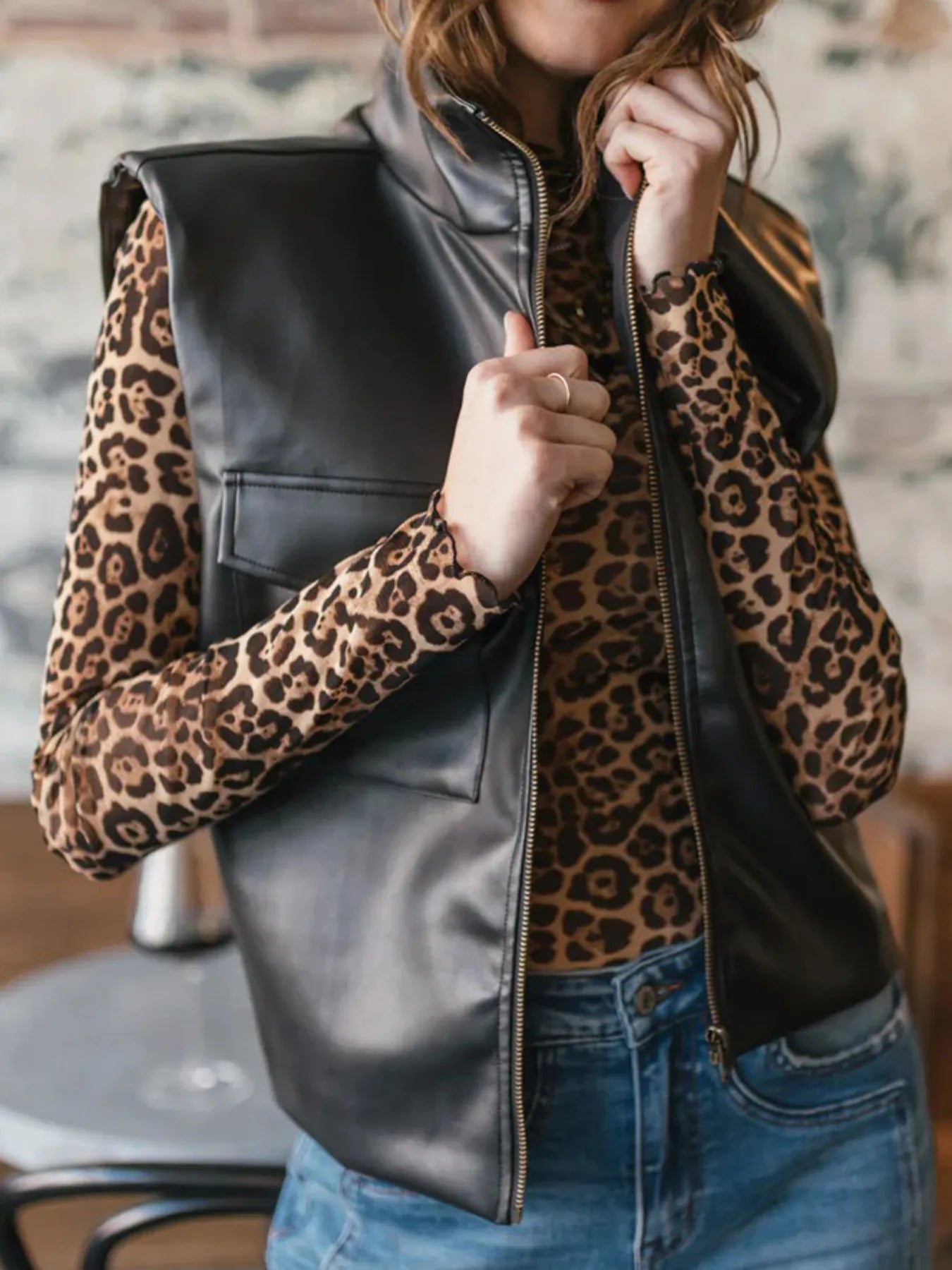 Classic Zip Up Waist Vest Jacket