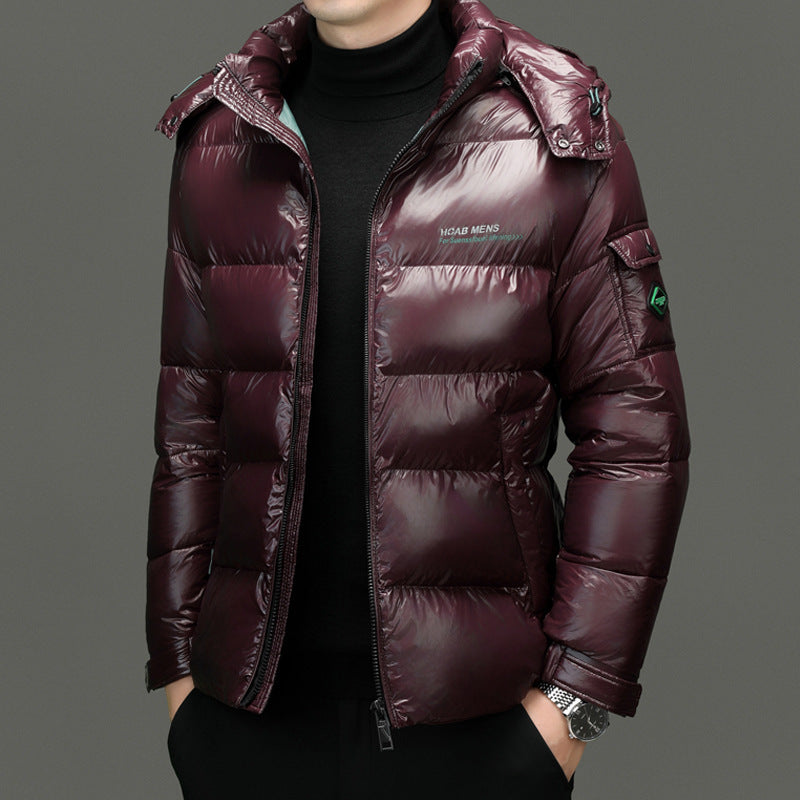 Warm Men's Down Puffer Coat - Quilted Hooded Jacket - Luxicro