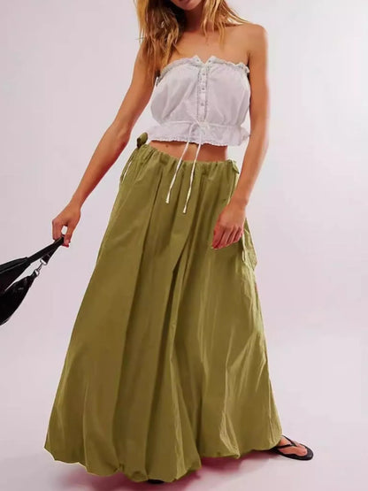 Flowy Long Skirt with Side Pockets - EasyApparels
