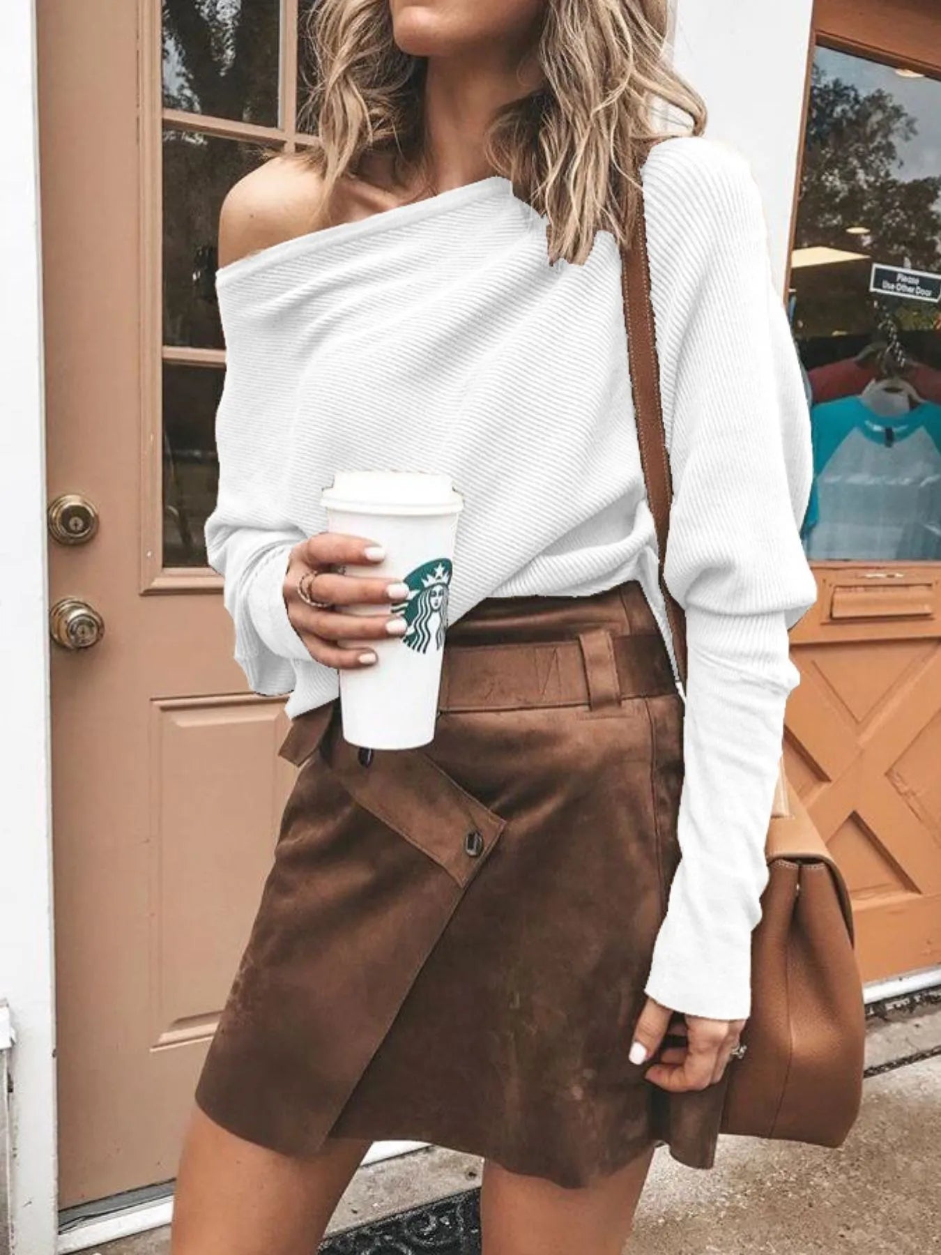 Oversized Cozy One Shoulder Knit Plus Size Top - EasyApparels