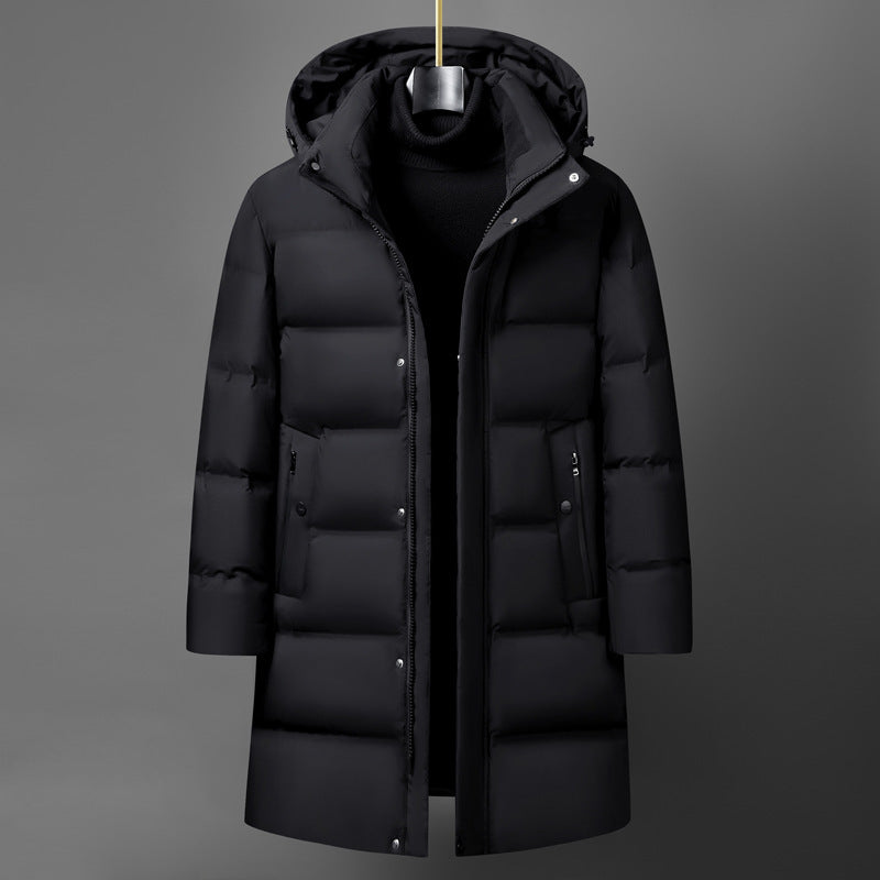 Warm Men's Down Parka Coat - Waterproof Polyester