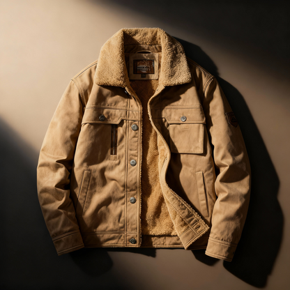 Warm Suede Leather Fleece Jacket