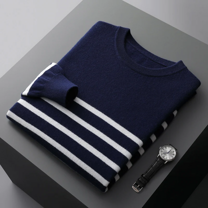 Classic Striped Crew Neck Wool Sweater