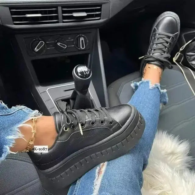 Comfortable Women's Block Heel Leather Shoes