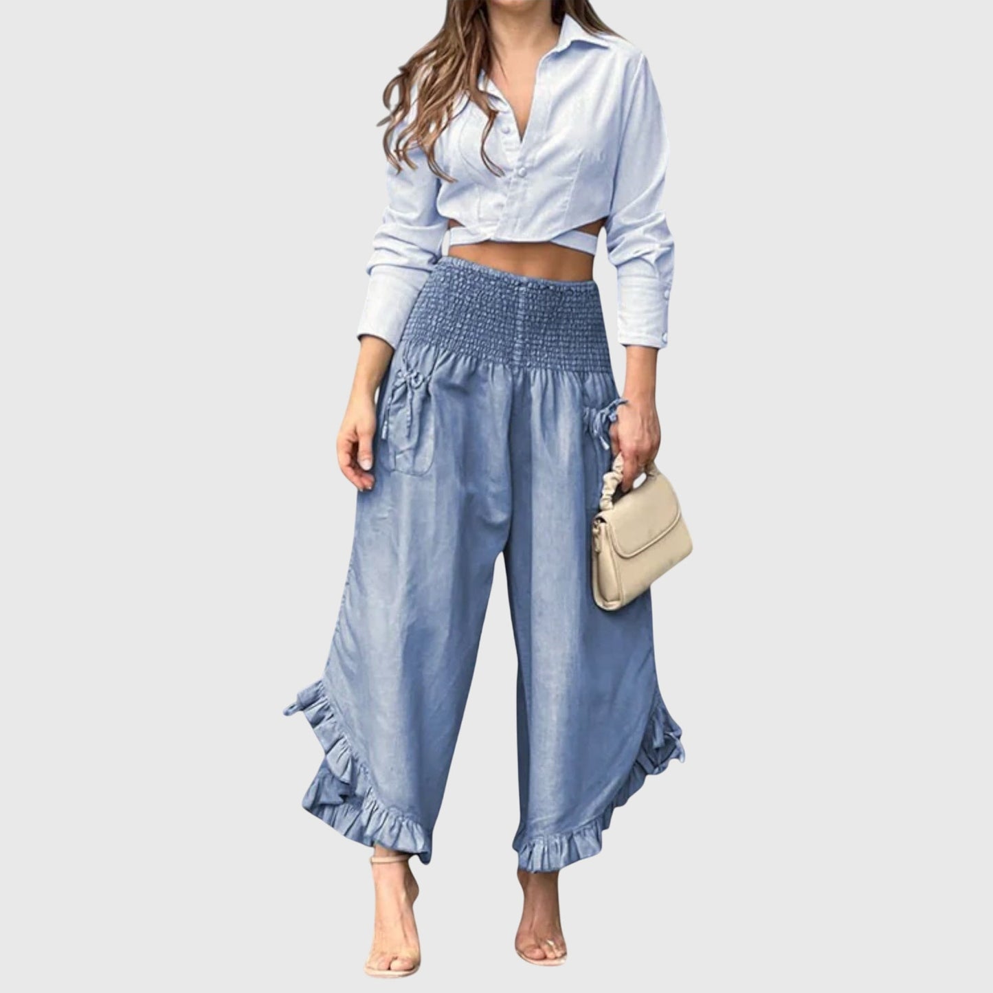 Relaxed Fit Pants With Stylish Creases