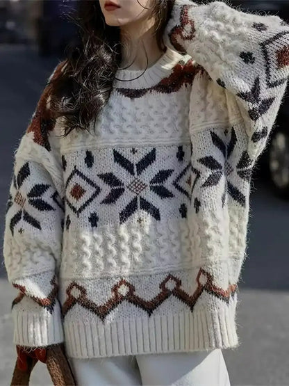 Cozy Women's Crew Neck Winter Sweater - Vossary