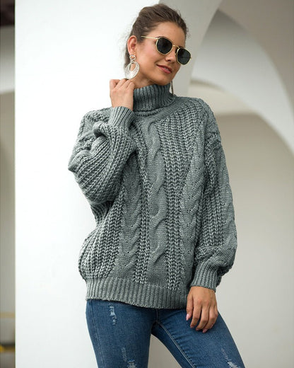 Classic Crew Neck Cable Knit Sweater