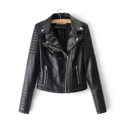 Women's Fake Leather Biker Style Jacket - EasyApparels