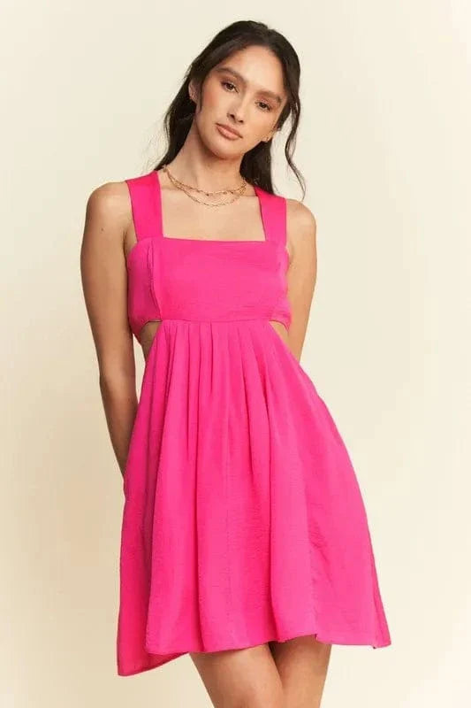 Soft Satin Cut Out Bandeau Mini Party Dress - EasyApparels
