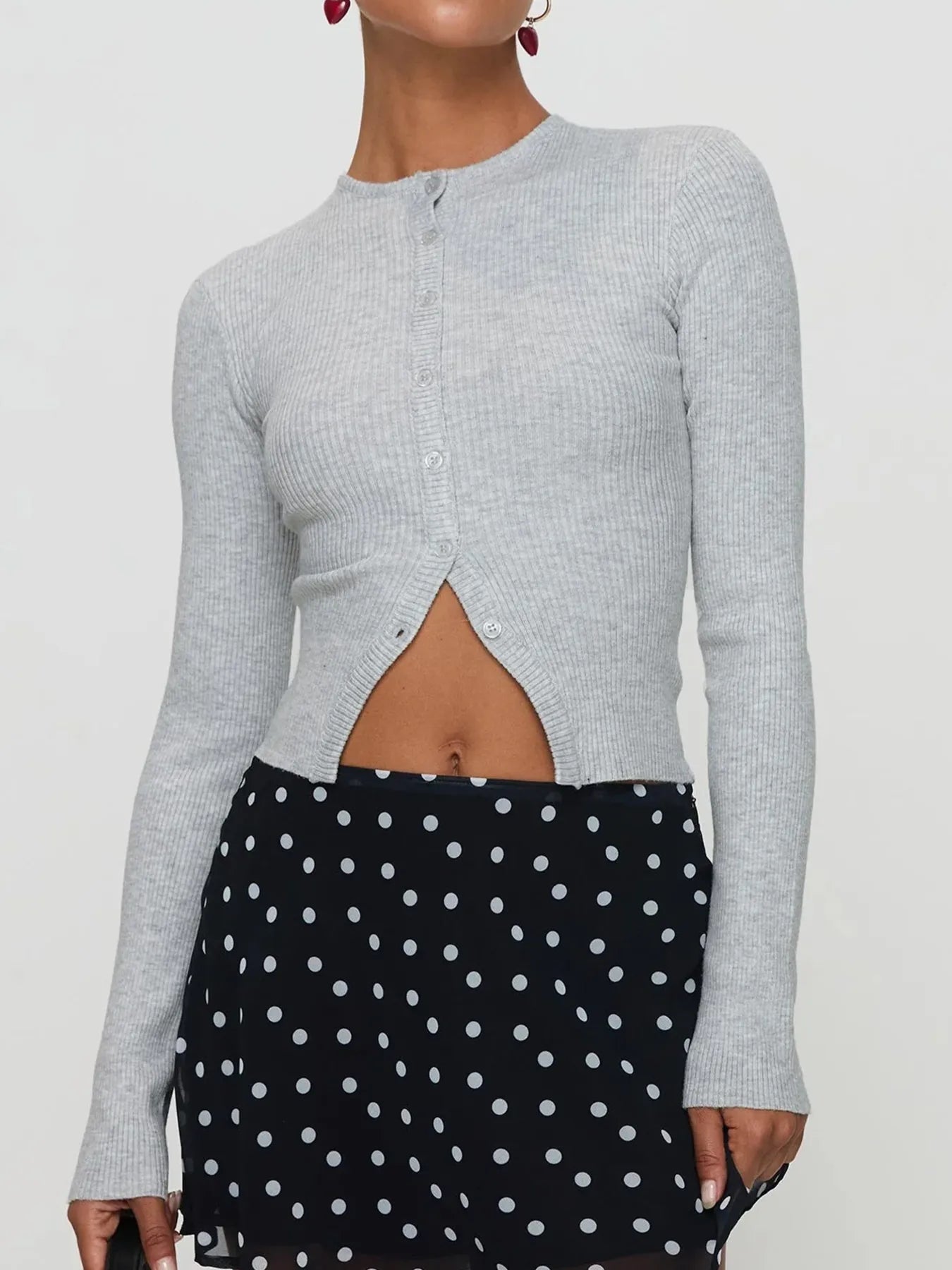 Textured Button Front Sweater