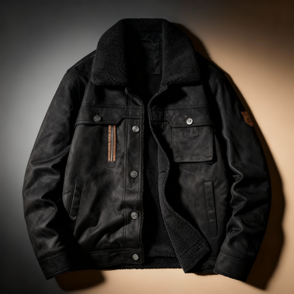 Warm Suede Leather Fleece Jacket