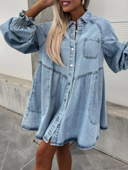 Relaxed Fit Blue Jean Maxi Dress - EasyApparels
