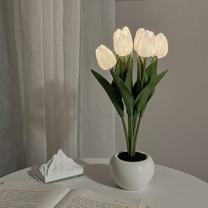Decorative LED Tulip Table Lamp – Florima-White-6-The Livary
