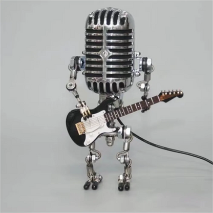 Decorative Microphone Robot Lamp with Guitar – Max-Black-The Livary